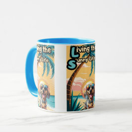 夏のおもしろい：犬のサングラススタイリッシュ マグカップ