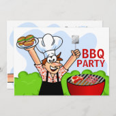 夏のおもしろいBBQパーティー 招待状 (正面/裏面)