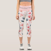 夏のお洒落花びら – エレガントフローラActivewear カプリレギンス (正面)