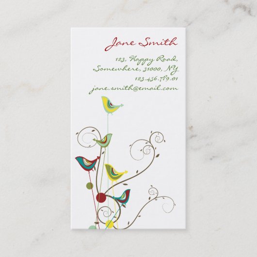 夏のお洒落鳥と渦モダン巻き 名刺 (正面)