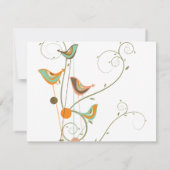 夏のお洒落鳥と渦巻きで日付カードを保存 招待状 (裏面)