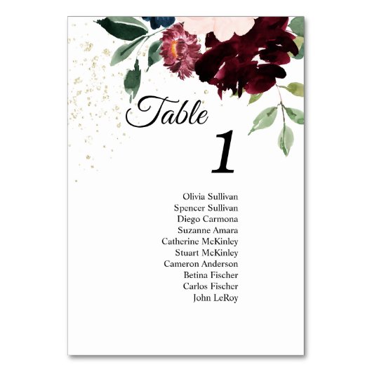 夏のお祝いテーブル番号ゲストの署名 テーブルナンバー (正面)