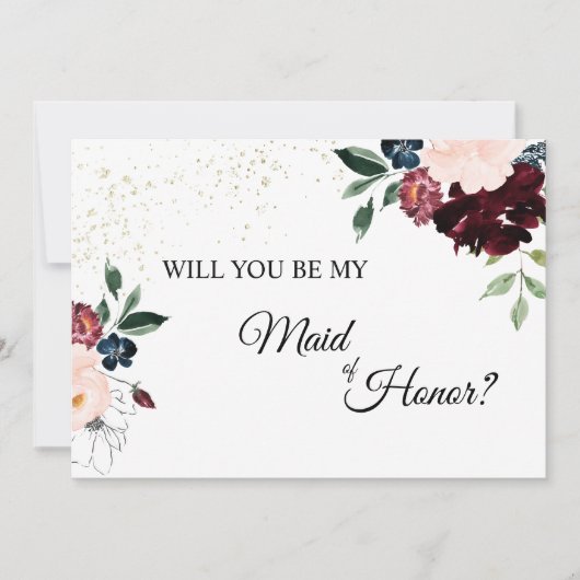 夏のお祝いメイド・オブ・オーナー(花嫁付き添い人)提案カード 招待状 (正面)