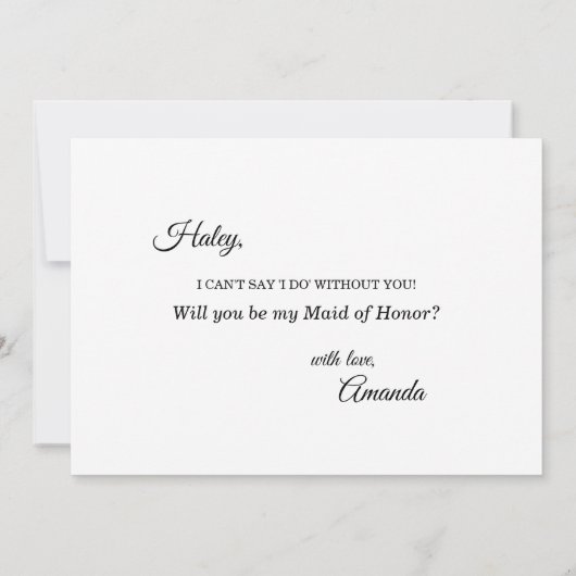夏のお祝いメイド・オブ・オーナー(花嫁付き添い人)提案カード 招待状 (裏面)