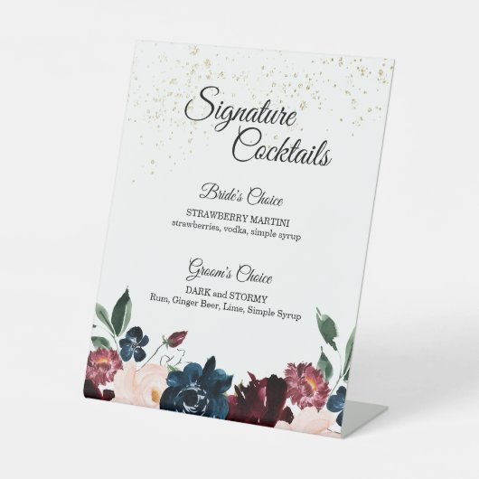 夏のお祝い結婚のカクテルメニュー 台座サイン (正面)