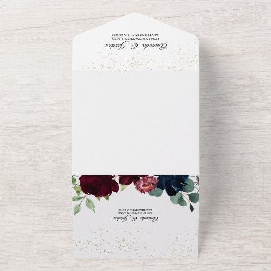 夏のお祝い結婚の全てを一つの招待状で オールインワン招待状 (外側)