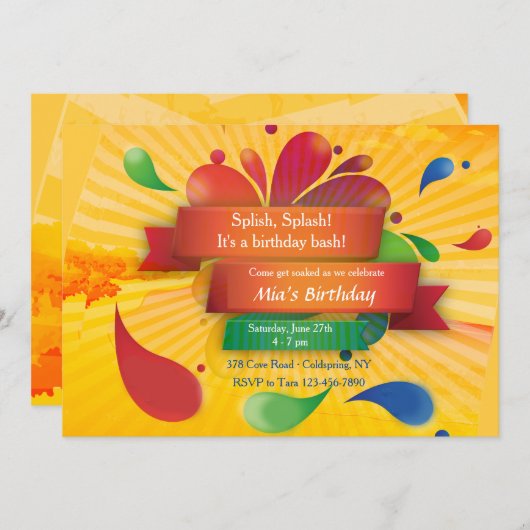 夏のお祝い 招待状 (正面/裏面)