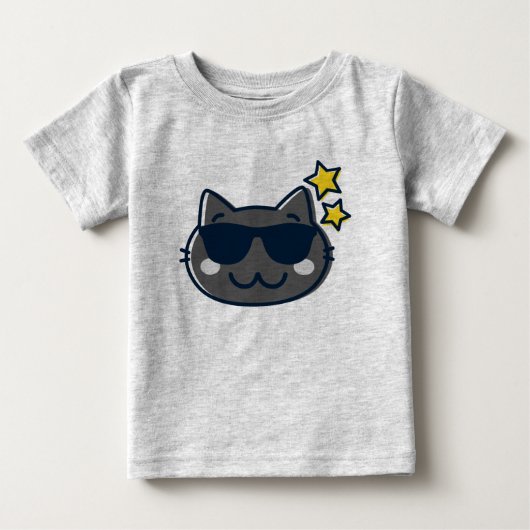 夏のかわいいかわいい猫 ベビーTシャツ (正面)