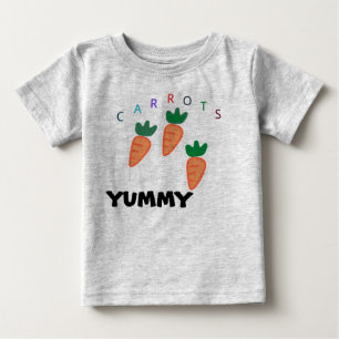 夏のかわいいにんじん 赤ちゃんグレー ベビーTシャツ