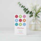 夏のかわいいデイジーの花の曖昧な点のカラフルのおもしろい 名刺 (スタンド正面)