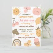 夏のかわいいフルーツ&レインボー5thバースデーパーティー 招待状 (スタンド正面)