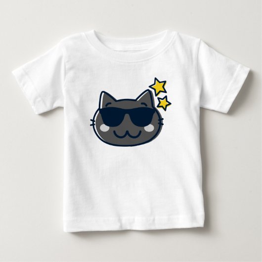 夏のかわいい猫 ベビーTシャツ (正面)