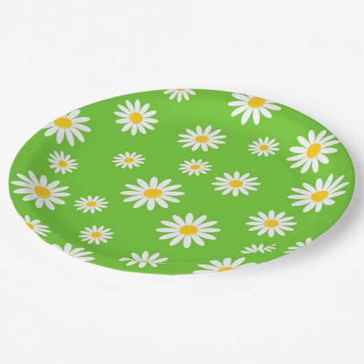 夏のかわいらしデイジー ペーパープレート (アングル)