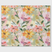 夏のかわいらしフローラ水の色ピーチデコップページ ラッピングペーパー (フラット)