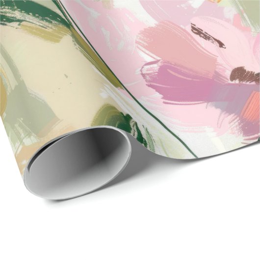 夏のかわいらしフローラ水の色ピーチデコップページ ラッピングペーパー (ロールコーナー)