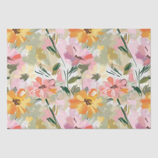 夏のかわいらしフローラ水の色ピーチデコップページ 薄葉紙 (正面)