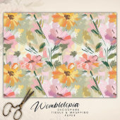 夏のかわいらしフローラ水の色ピーチデコップページ 薄葉紙