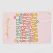 夏のことわざレトロビーチアイスコーヒースンセット ゴルフタオル (横)