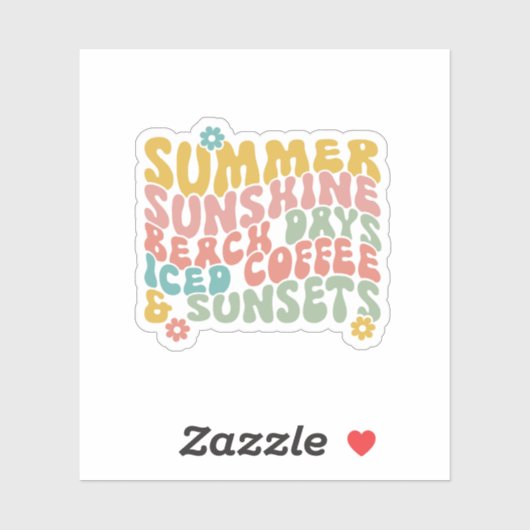 夏のことわざレトロビーチアイスコーヒースンセット シール (シート)