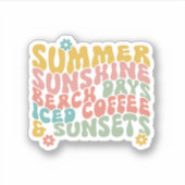夏のことわざレトロビーチアイスコーヒースンセット シール (正面)