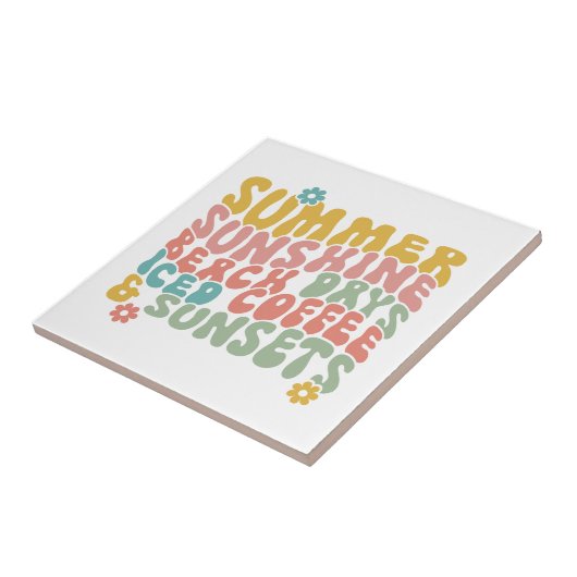 夏のことわざレトロビーチアイスコーヒースンセット タイル (側面)