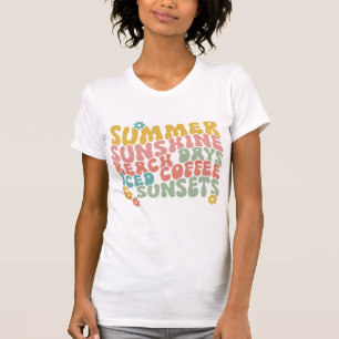 夏のことわざレトロビーチアイスコーヒースンセット Tシャツ