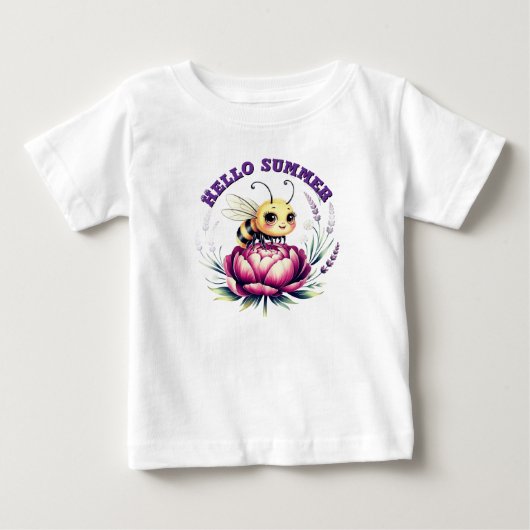 夏のこんにちは ベビーボディスーツ ベビーTシャツ (正面)