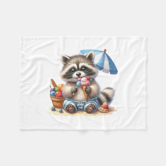 夏のご褒美 ラクーン フリースブランケット (正面(横))