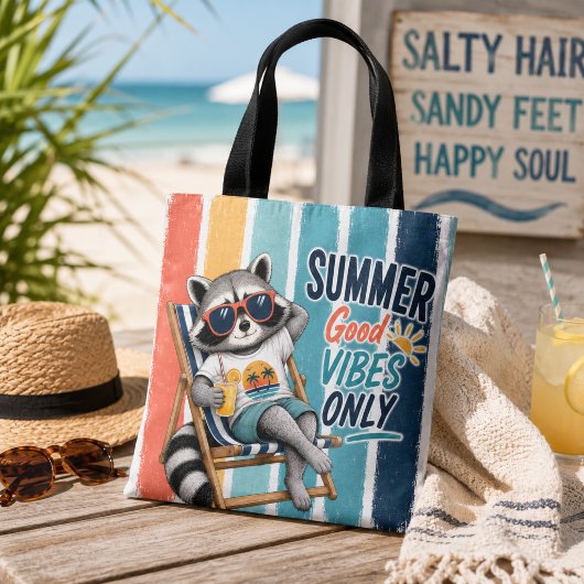 夏のたぬきポジティブデザイン トートバッグ