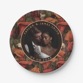 夏のための使い捨てカレのユリ結婚プレート ペーパープレート