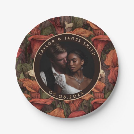 夏のための使い捨てカレのユリ結婚プレート ペーパープレート (正面)