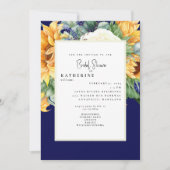 夏のはっきりしたひまわり海軍ブライダルシャワー写真 招待状 (正面)