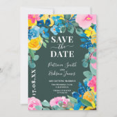 夏のはっきりしたフローラ写真の結婚式の日付を保存 セーブザデート (正面)