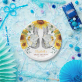 夏のひまわりの象双子ジャングルのベビーシャワー ペーパープレート (パーティー)