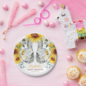 夏のひまわりの象双子ジャングルのベビーシャワー ペーパープレート (パーティー)