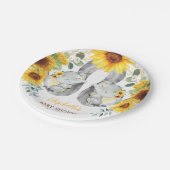 夏のひまわりの象双子ジャングルのベビーシャワー ペーパープレート (アングル)