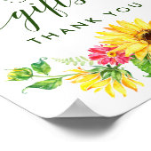 夏のひまわりカードとギフトサイン ポスター (角)