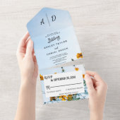 夏のひまわりフローラオールインワンウェディング招待 オールインワン招待状 (貼ってはがせる)