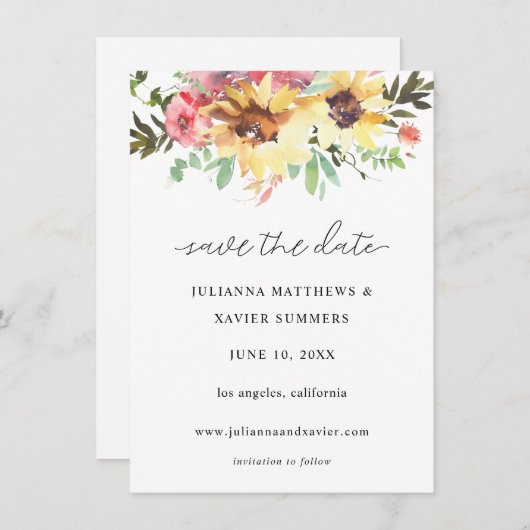 夏のひまわりフローラ保存日 セーブザデート (正面/裏面)