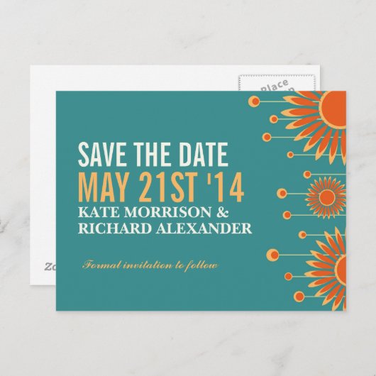 夏のひまわりフローラ日付はがきを保存 案内ポストカード (正面/裏面)