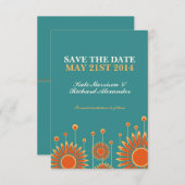 夏のひまわりフローラ日付カードを保存 セーブザデート (正面/裏面)