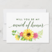 夏のひまわりメイド・オブ・オーナー（花嫁付き添い人） 招待状 (正面)
