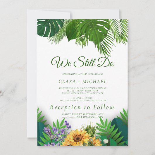 夏のひまわりリースの誓い更新招待状 招待状 (正面)