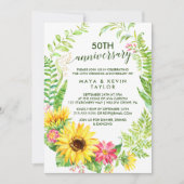 夏のひまわりリース 50周年結婚記念日 招待状 (正面)