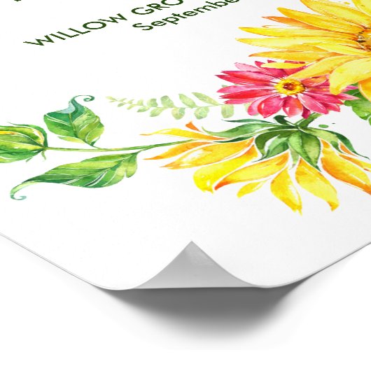 夏のひまわり結婚歓迎 ポスター (角)