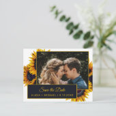 夏のひまわり |フォトウェディング日付を保存 案内ポストカード (スタンド正面)