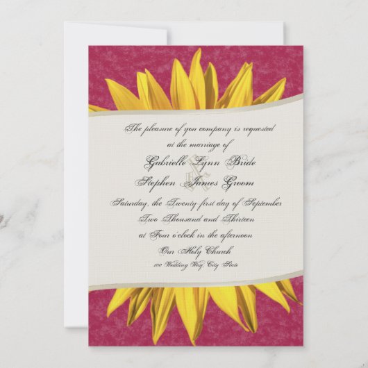 夏のひまわ結婚り 招待状 (裏面)