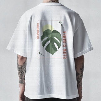 夏のゆったりモンステラ標本 Tシャツ