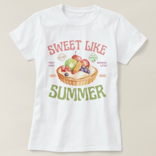 夏のような甘さ、水彩フルーツ Tシャツ (デザイン正面)