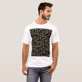 夏のアイコン黒のシームレスな背景 Tシャツ (正面フル)